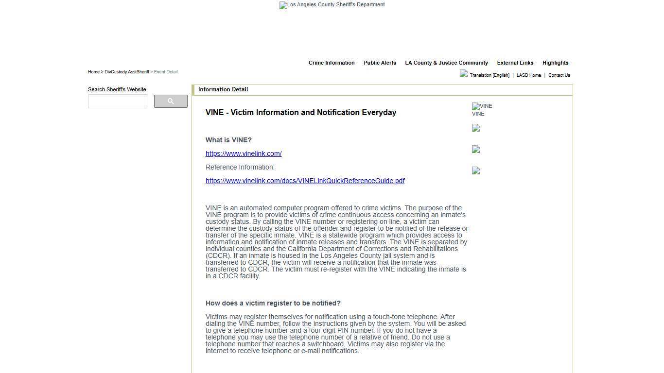 LASD.org - Information Detail